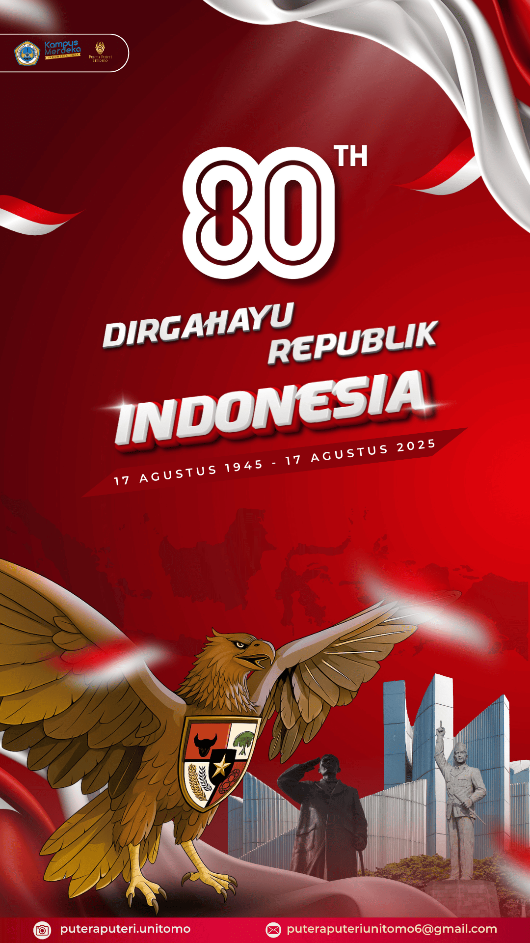 Desain Poster HUT RI ke-80 - Dirgahayu Republik Indonesia (2025)